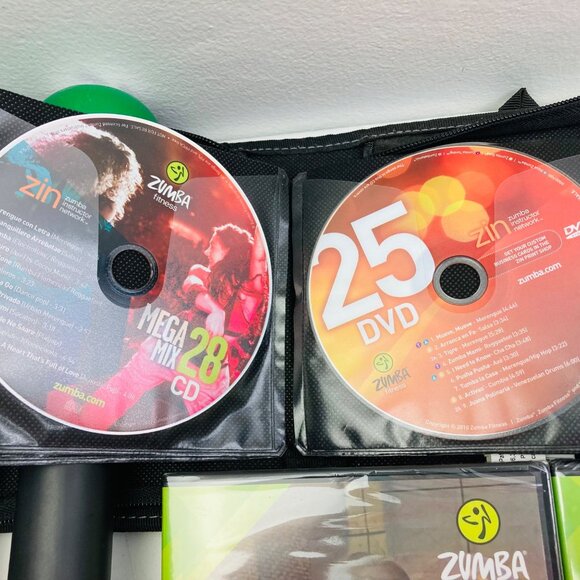 Lot of 14 ZUMBA Fitness CD/DVD Discs ZIN Instructor Network Music 1 lb Weights - Picture 5 of 9